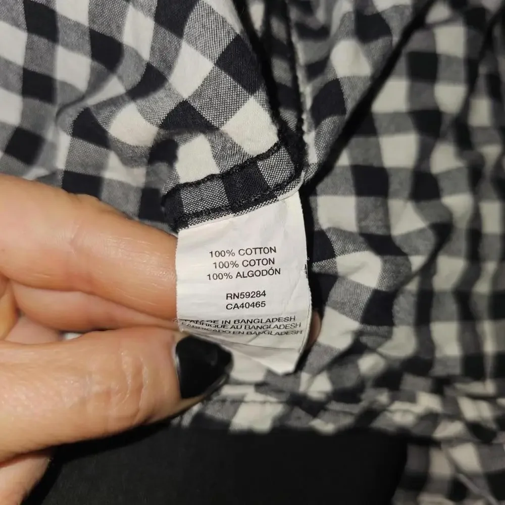 The Children's Place Boys' Black and White Checkered Casual Shirt XL 14